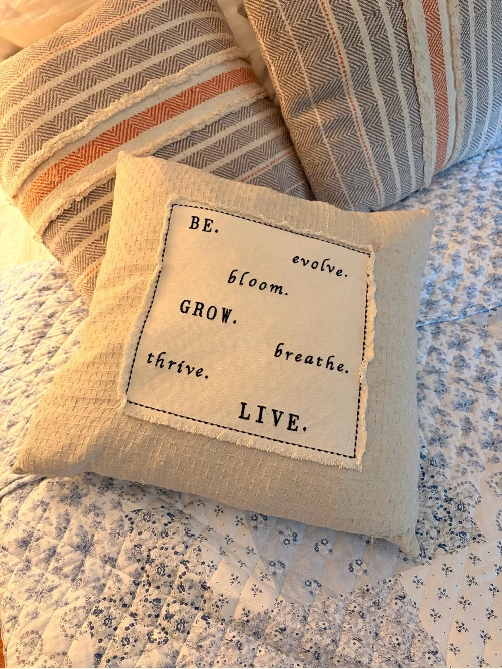 Neutral Beige Inspirational Throw Pillow - Be Grow Live